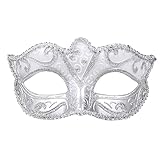 Boland 00339 - Maschera occhi Venezia Felina, argento, ornamenti, ballo in maschera, Venezia, carnevale, festa a tema, costume