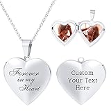 OTXIXTO Collana con Medaglione di Cuore Foto Personalizzata Ciondolo in Acciaio Inossidabile Pendente Argento Oro/Oro Rosa Gioielli Idee Regalo per Donna Mamma Nonna (Forever...)