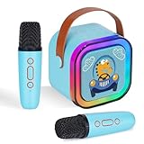 DYNASONIC A29. Karaoke con due microfoni. Altoparlante Bluetooth Karaoke per bambini. Giocattolo elettronico per bambini. Regali per bambini da 3 a 15 anni (Dinosauro)