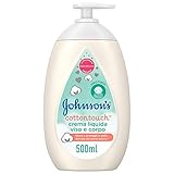 Johnson s Baby Cottontouch Crema Liquida Viso e Corpo, Crema corpo bambini e neonati idratante, Crema viso neonato con vero cotone emolliente, Crema corpo neonato senza coloranti e solfati, 500 ml