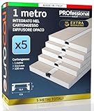 Eurocali Profilo Alluminio per Strisce LED Integrato nel Cartongesso - spessore 12,5mm - Facile da Montare - Gomma di Protezione per Stuccatura - Pacco da 5 pezzi 1mx12cm