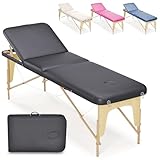 Lettino Da Massaggio Basic 3 Zone In Legno Portatile Pesa Solo 12,8 Kg Richiudibile + Pannello Reiki + Angoli Arrotondati E Rinforzati - Fisioterapia Estetista Tattoo Tatuaggi - Nero