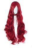 MapofBeauty 32 Pollic/80cm Lungo Capelli Riccio Ondulato Cosplay Costume Parrucche (Blood Rosso)