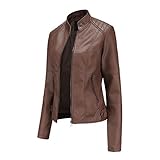 HAOLEI Giacca in Pelle Donna Nera Trapuntata Giubbino Biker Giubbotto Moto Vera Pelle Bomber Donna Giacca Pelle Moto Donna Giubbino Ecopelle Donna Giacca Donna Autunno Giacca Donna Invernale Offerta