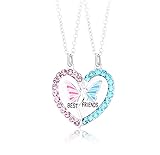 Pwsap Collana Dell Amicizia Strass per 2 Bimba, Bff Collane a Catena con Ciondolo Farfalla, Best Friends Forever Cuore Collane Magnete, Amicizia Gioielli Regali per Bambini Madre Amici Sorelle