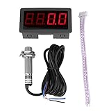 Contagiri Digitale - 4 Contagiri LED Digitali RPM Speed ​​Meter + Sensore di Prossimità Hall NPN (Colore : Red)