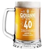 STAMPATEK Boccale per la Birra Personalizzato Regalo Compleanno 40 anni Idee Regalo 50 anni, 520 ml H 15,3 cm Ø 9,3 cm - Personalizzabile regalo amico compleanno Natale fan della birra - Anni