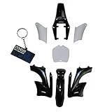 Stoneder, set di 7 pezzi parafango carenatura in plastica ad alta resistenza, per mini moto da cross cinesi a 2 tempi 47 cc 49 cc Apollo Orion, colore nero