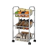 CFstc Carrello di stoccaggio della Cucina di 3 File con Il Rack dell ortofrutta delle Ruote dell Acciaio Inossidabile per organizzazione Multifunzionale del Bagno (Dimensioni : 35 * 28 * 85cm)