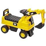 Baroni Toys Escavatore Cavalcabile per Bambini 1-3 Anni, con Licenza CATERPILLAR, Ruspa con Clacson Sonoro, Braccio da Scavo Girevole e Vano Portaoggetti, Dispositivo Antiribaltamento,30x78x54 cm