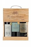 Sélection Bordeaux - Confezione regalo vino rosso medaglia d oro in cassa di legno - Ottimo per regalo - Bordeaux, Francia (3 x 0,75 l)