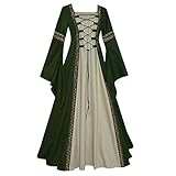 MJGkhiy Vestito Medievale Donna Elegante retrò Vestiti con Maniche a Tromba Abito da Pavimento Cosplay Palazzo Rinascimentale Vestito Lungo Gotico Stile Rinascimento per Carnevale Feste Halloween