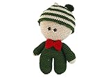 Pupazzo amigurumi bebè con tutina verde in cotone - AA003 -