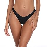 RELLECIGA Moda Mare Donna Slip High Cut Thong Bikini Tanga Bottom Nero M