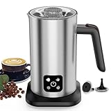 Montalatte Elettrico, 4 in 1 Cappuccinatore Elettrico con 590ML, 400W, Acciaio Inox, Automatico Schiuma Latte per Controlli, Funzionamento Silenzioso, per Caffè, Cioccolata Calda, Cappuccino