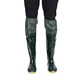 QTDZ Stivali Pesca Leggeri in PVC/Nylon, Pantaloni da Trampolieri Spessi E Super Alti con Restringimento Elastico, Stivale in Gomma Impermeabile Antiscivolo Taglia 35-45 per Uomo Donna,Verde,38 EU