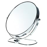 TUKA Pieghevole Specchio Bagno per Trucco 10X Ingranditori, 8" Doppio Specchio Cosmetico con Piedistallo, ø 20 cm Specchio da Tavolo per Trucco e Rasatura, 2 Facciate Vanity Mirror, TKD3125-10x