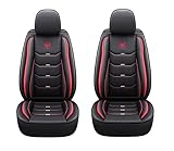 2 Coprisedile Auto Universale Sportivo Qualità Superiore in Ecopelle Anteriore con Poggiatesta Compatibile con Airbag Laterale Protezione Sedile Look Dinamico (2 Coprisedili Rosso)