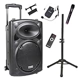 DYNASONIC - DYNAPRO 12 Plus (treppiede 3a Gen) Altoparlante Bluetooth portatile professionale, potente altoparlante Bluetooth da 700 W, 2 microfoni karaoke e supporto per tablet