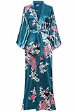 BABEYOND Babyond - Accappatoio da donna, maxi, lunghi, kimono, da spiaggia, motivo pavone, stampa a maglia, kimono champagne Taglia unica (Smeraldo)