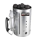 Brigros MasterCook - Ciminiera Accenditore Barbecue con Impugnatura di Sicurezza in Alluminio, Accendi Carbonella Barbecue Diametro 19 Cm E Altezza 30 Cm, Capienza Oltre 1,5 kg