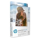 HP Zink W4Z13A, Carta fotografica Autoadesiva per HP Sprocket, Solamente Compatibile con Sprocket/Sprocket 2 in 1, 20 fogli, 5 x 7.6 cm, Grammatura 258 g/m², Lucida e Bianca