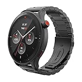 MoKo Cinturino in Metallo Compatibile con Amazfit Bip 5/Balance/GTR 4/GTR 3 Pro/GTR 3/GTR 2/GTR 2e/GTR 47mm/Stratos 3/Stratos 2, 22mm Cinturino di Ricambio in Acciaio Inossidabile, Nero