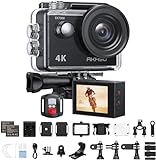 AKASO EK7000 Action Cam 4K, Fotocamera Subacquea WiFi 20MP, Impermeabile 30M, Microfono Esterno Compatibile, Telecomando, 2 Batterie 1050 mAh, Accesorios Multiples per Bicicletta Casco Sci Surf