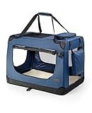 lionto Borsa trasportino per cani pieghevole per viaggi e auto, 50x34x36 cm, box di trasporto stabile con maniglie per gatti e animali fino a 10 kg, scatola in tessuto, blu scuro