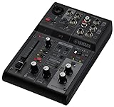 Mixer Yamaha AG03MK2 Mixer a 3 Canali per Streaming Live con Interfaccia Audio USB, per Windows, Mac, iOS e Android, Nero