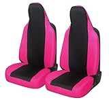 Auto Accessori Lupex Coprisedili Auto Compatibili con Aygo, sedili con poggiatesta integrato, coppia anteriore, fodere protezione sedile, modello universale (Nero - Fucsia)