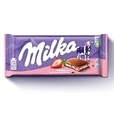 Milka, Fragola e Yogurt, Tavoletta di Cioccolato al Latte Classica con Yogurt e Fragole, Latte 100% Alpino, Cacao Sostenibile, 100g