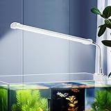 Nobleza - Luce dell acquario a LED, Lampada Sottile Impermeabile per Acquario, Illuminazione Bianca per Acquario Compatta Con Clip Potente(8W 30CM, Bianco)