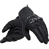 Dainese - Mig 3 Air Tex Gloves, Guanti Moto Estivi in Pelle da Uomo, con Sensore Touchscreen, Palmo Rinforzato e Protezioni Nocche in TPU, Confortevoli, Elastici e Traspiranti, Nero