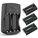 Smatree Kit di batterie ricaricabili per controller Xbox Series X/Xbox Series S/Xbox One/Xbox One S/Xbox One X/Xbox Elite Wireless,2000mAh (3-Pack) NI-MH Batterie e caricabatterie con 2 slot