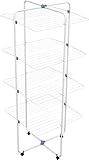 GIMI Vip 4 Stendibiancheria a Torre, Stendino Verticale, da Pavimento, per Box Doccia, 4 Livelli, Spazio di Stenditura 40 m, con Ruote, Acciaio, 70.5 x 70.5 x 168 cm