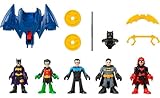 Imaginext DC Super Friends - Multipack Batman, set da 5 personaggi snodati e 7 accessori, include Batglider che lancia i proiettili, avventure di Gotham City, giocattolo per bambini, 3+ anni, HML03