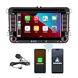 HLLECARMO Doppio Din Autoradio per VW Golf 5 6 Passat Jetta Caddy EOS T5 Tiguan Touran CC Polo CarPlay Android Auto 7 Zoll LCD RDS Bluetooth/AM/FM 2 USB DSP Subw EQ SWC