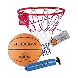 HUDORA Set da basket Slam It - Set da basket con canestro, palla misura 7 e pompa a mano - canestro da basket robusto per interni ed esterni - palla da basket in gomma per bambini e adulti