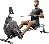 Dripex - Vogatore magnetico per uso domestico, per casa, palestra e allenamento cardio con guida a scorrimento in alluminio, 16 livelli di resistenza regolabili monitor LCD (Nero)