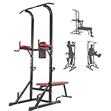 ISE Power Tower&Panca Regolabile Palestra, Stazione Fitness Multifunzione&Sbarra Trazioni, Chin Up Pull UP Station, Dip Station, Trazioni&Panca Piana, Rack Trazioni/Palestra Multifunzione Casa, 120KG