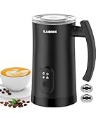 SAIBOKE Montalatte Elettrico Automatico 4 in 1 Cappuccinatore Elettrico 400W 350ml Macchina per Cappuccino Montalatte con Funzione Latte Caldo e Freddo, per Macchiato Cioccolata Calda al Latte