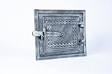 SEZAM Porta del forno in ghisa per caminetti - con fermo porta, porta del forno del pane - porta del forno in pietra - porta del forno a legna 25,2x3x21,5 cm - rettangolare, verniciato argento antico