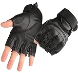 COZOME Guanti Da Moto Senza dita in pelle,Guanti moto Estivi,Mezze dita Guanto Traspiranti Half Finger Paintball gloves uomo e donna per Bici Ciclismo MTB All aperto Arrampicata Sport Palestra(XL)