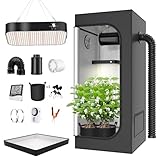 TOPRON Grow Box Kit Completo, 80x80x180cm Growbox, Set Completo di Tende da Coltivazione Idroponica 600D con Lampada LED a Spettro Completo Dimmerabile da 200W