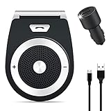 Kit Vivavoce Bluetooth per Auto, Portatile Kit Vivavoce da auto con Accensione Automatica per Chiamate Vivavoce, GPS e Musica, Supporto Siri&Google, Microfono Integrato e Connessioni Multipoint