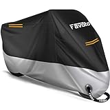 Favoto Telo Coprimoto 210D Teli per Moto Scooter Impermeabile Resistente ad Acqua/Polvere/Pioggia/Vento/Foglie, Copertura Motociclo (Nero Argento, 265x105x125cm)