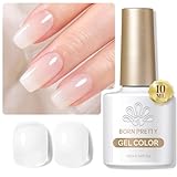 BORN PRETTY Smalto Semipermanente Bianco Latte, 10ML Trasparente Lattiginoso Gel per Unghie Bianca Colori Arte Manicure Francese Naturale