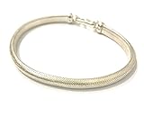 La Conchiglia-Bracciale Snake Metà Piatto Metà Rotondo Argento Indiano (D.6mm L.22cm)