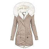 757 Cappotti Donna Invernali Cappotto Donna Donne Fodera Cappotto Donna Inverno Caldo Spessore Lunghi Cappotti Giacca Parka con Cappuccio di Pelliccia